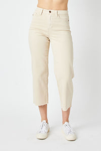 Jud Blue HW Crop Wide Leg Jeans-Bone