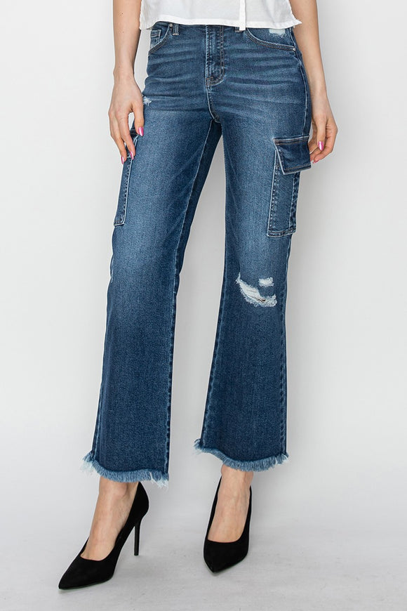 Risen Cargo Ankle Straight Jeans