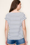 Camryn Boat Neck Ribbed Top-White/Navy