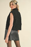 Chunky Cable Knit Sweater Vest- Black