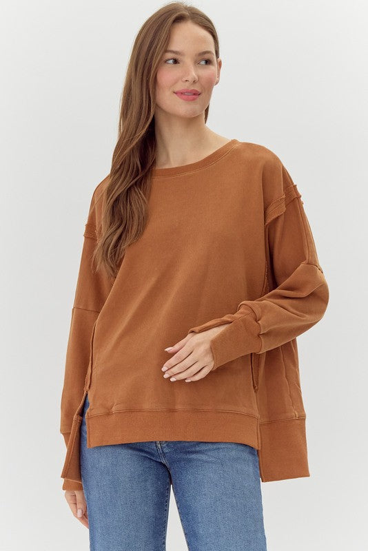 Sailor Split Side Pullover-Taupe