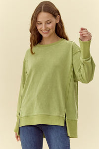 Sailor Split Side Pullover-Avocado