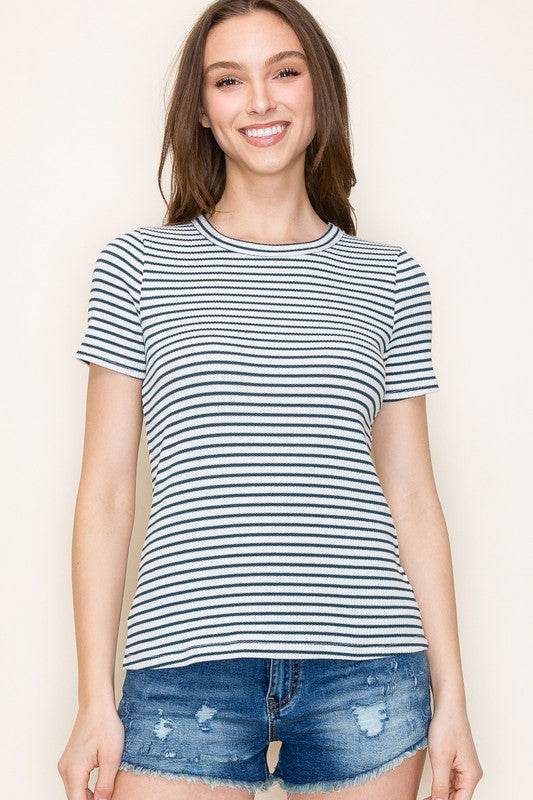 Hilary Stripe Crew Neck Top