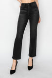 Risen Curvy HW Crop Straight Jeans- Black