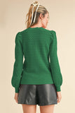 Ginger Puff Sleeve Sweater-Green