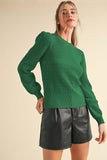 Ginger Puff Sleeve Sweater-Green