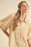 Bryar Bubble Sleeve Stripe Top- Mustard