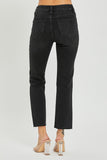 Risen Mid-Rise Crop Straight Jeans-Black