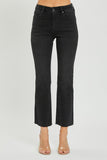 Risen Mid-Rise Crop Straight Jeans-Black