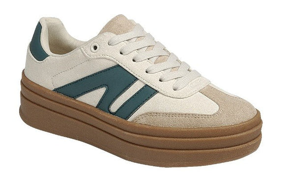 Platform Sneakers- Beige/Green