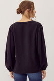 Seint Long Peasant Sleeve Top- Black