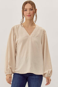 Seint Long Peasant Sleeve Top- Oatmeal