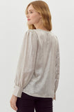 Cameron V-Neck Long Sleeve Top-Pearl