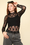 Kira High Neck Lace Top-Black