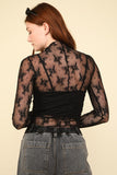 Kira High Neck Lace Top-Black