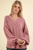 Jamie Two Tone Ribbed Top-pink