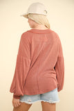 Jamie Two Tone Ribbed Top-Cedar