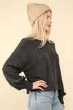 Fawn Two Tone Knit Top-Charcoal