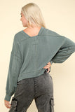 Fawn Two Tone Knit Top-Moss