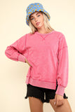 Hazlee Mineral Washed Knit Top-Pink