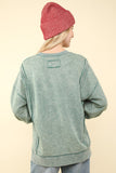 Hazlee Mineral Washed Knit Top-Green