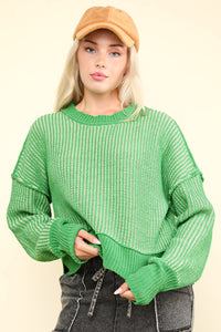 Kinsley Two-Toned Striped Sweater- Green