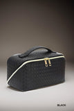 Woven Leather Travel Bag Black