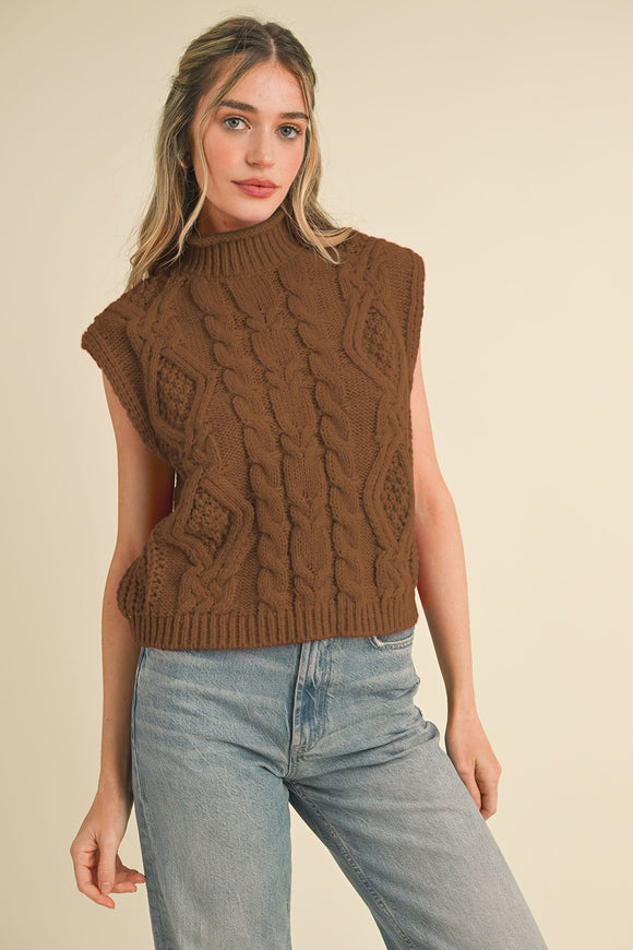 Chunky Cable Knit Sweater Vest