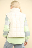 Heidi Solid Puffer Vest-Ecru