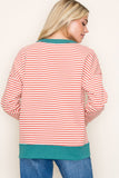 Ivy Striped Terry Pullover- Rust