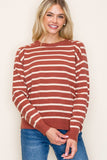 Gina Stripe Pullover Sweater-Picante