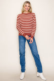 Gina Stripe Pullover Sweater-Picante