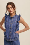 Jackie Ruffled Denim Vest