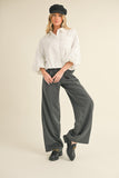 Paizlee Button Down Bubble Sleeve Top
