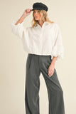 Stellar Collard White Button Top