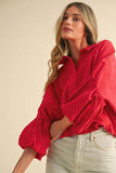 Stella Collar Button Top-Red