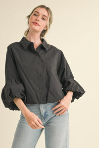 Stellar Collard Button Top- Black