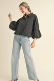 Stellar Collard Button Top- Black