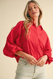 Stella Collar Button Top-Red