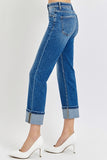 Campbell High Waisted Ankle Straight Cuffed Jeans