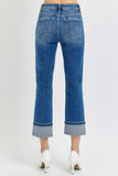 Campbell High Waisted Ankle Straight Cuffed Jeans