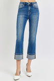 Campbell High Waisted Ankle Straight Cuffed Jeans