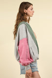 Rose Color Block Casual Jacket