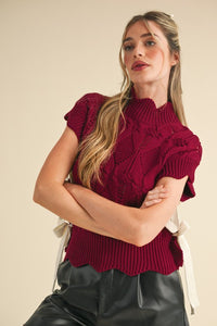 Lily Mocked Neck Sweater Vest-Wine