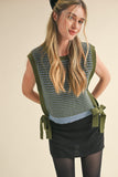 Striped Side Tie Sweater Vest