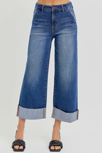 Risen Harlow High-Rise Wide Ankle Cuff Jeans