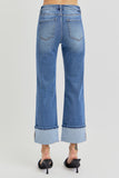 Risen Curvy Straight Hem Cuffed Jeans