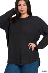 Heather Basic Sweater-Black