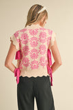 Dakota Scallop Floral Sweater Vest-Pink