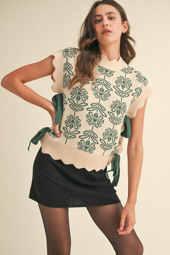 Dakota Scallop Floral Sweater Vest